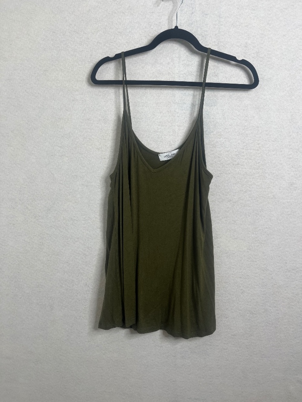 Carly Jean Los Angeles Olive Green Flowy Cami Tank Top Spaghetti Strap large